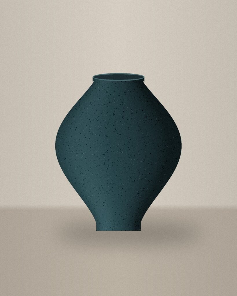 Vase en grès à glaçure bleu canard
